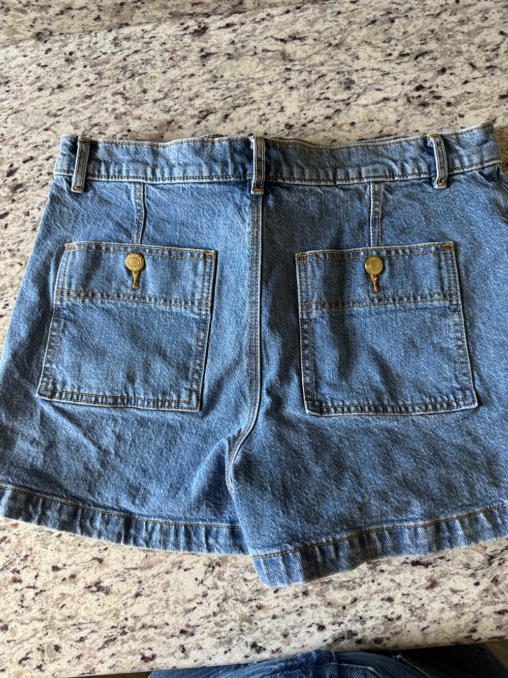 LOFT Button-Front Blue Denim High-Rise Shorts - Picture 2 of 3